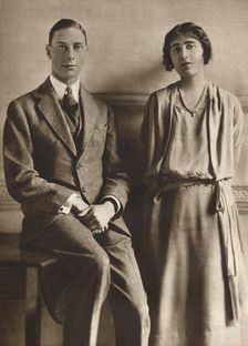 Lady Elizabeth Bowes Lyon and the Duke of York upon the announcement of their engagement 1923. Creator: Vandyk