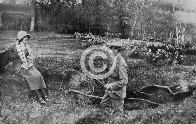 Lady Elizabeth Bowes-Lyon and the Duke of York at her Hertfordshire Home near Welwyn, 1923.  Creator: Unknown.