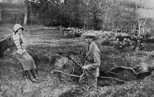 Lady Elizabeth Bowes-Lyon and the Duke of York at her Hertfordshire Home near Welwyn, 1923. Creator: Unknown