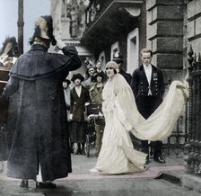 Lady Elizabeth Bowes-Lyon on her way to be married at Westminster Abbey, 26 April 1923, (1937). Creator: Unknown