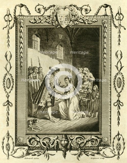 'Lady Elizabeth Grey petitioning Edward IV To restore her lands', (1461), 1783 .  Creator: Unknown.