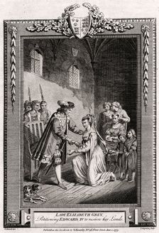 Lady Elizabeth Grey, petitioning Edward IV to restore her lands 15th century, (1777). Creator: Charles Grignion