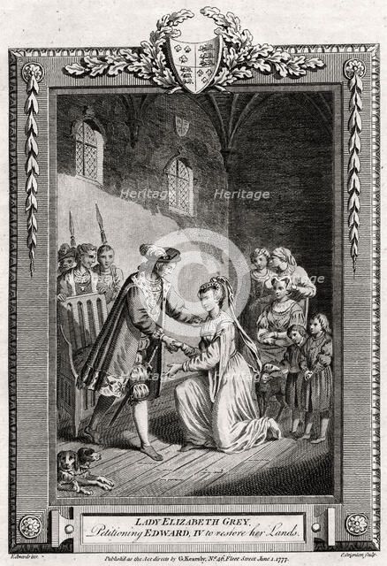'Lady Elizabeth Grey, petitioning Edward IV to restore her lands', 15th century, (1777).  Creator: Charles Grignion.