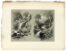 Lady Fall, Vale of Heath, and Fall on the Brent, from Picturesque Selections, 1860. Creator: James Duffield Harding