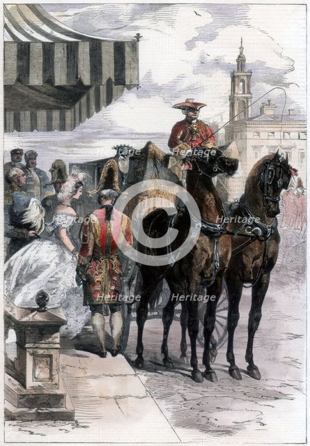 Lady going out during 'The London Season', 1856.Artist: Edmund Morin