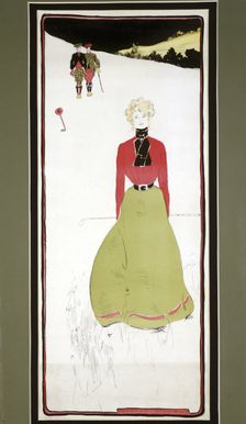 Lady golfer in period dress, c1905. Creator: Penrhyn Stanlaws