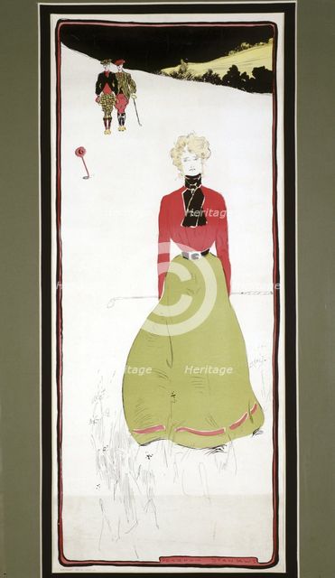 Lady golfer in period dress, c1905. Creator: Penrhyn Stanlaws.