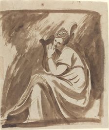 Lady Hamilton Playing a Lyre, c. 1785. Creator: George Romney