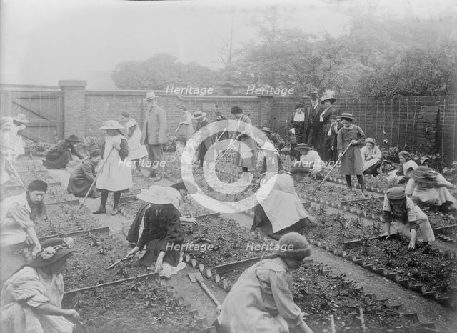 Lady Henry showing T.P. O'Connor over Children's Garden, 1913. Creator: Bain News Service.
