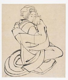 Lady Holding a Cat, Edo period, ca. 1810s. Creator: Hokusai