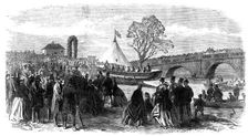 Lady Houghton naming the Pontefract and Goole Life-Boat, Ferrybridge, Knottingley, Yorkshire, 1865. Creator: Unknown