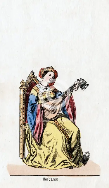 Lady-in-waiting, costume design for Shakespeare's play, Henry VIII, 19th century. Artist: Unknown