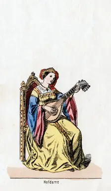Lady-in-waiting, costume design for Shakespeare's play, Henry VIII, 19th century