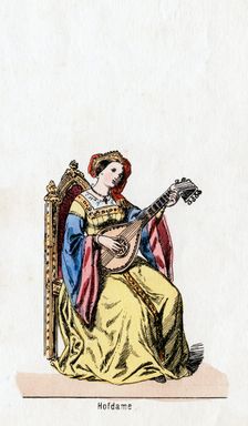 Lady-in-waiting, costume design for Shakespeare's play, Henry VIII, 19th century