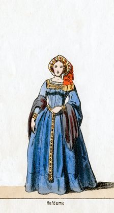 Lady-in-waiting, costume design for Shakespeare's play, Henry VIII, 19th century