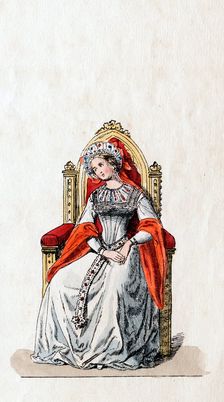 Lady-in-waiting, costume design for Shakespeare's play, Henry VIII, 19th century