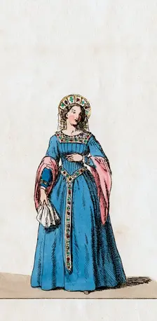Lady-in-waiting, costume design for Shakespeare's play, Henry VIII, 19th century