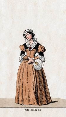 Lady-in-waiting, costume design for Shakespeare's play, Henry VIII, 19th century