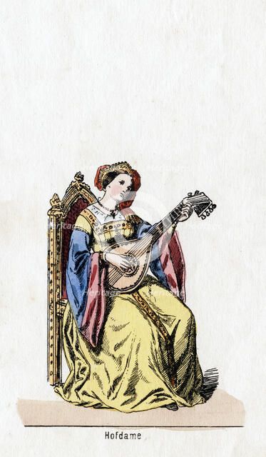 Lady-in-waiting, costume design for Shakespeare's play, Henry VIII, 19th century. Artist: Unknown