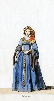 Lady-in-waiting, costume design for Shakespeare's play, Henry VIII, 19th century