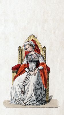 Lady-in-waiting, costume design for Shakespeare's play, Henry VIII, 19th century
