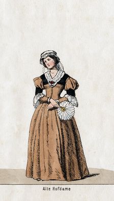 Lady-in-waiting, costume design for Shakespeare's play, Henry VIII, 19th century