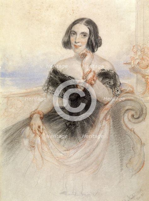 Lady in a black dress, 1847. Artist: John Hayter