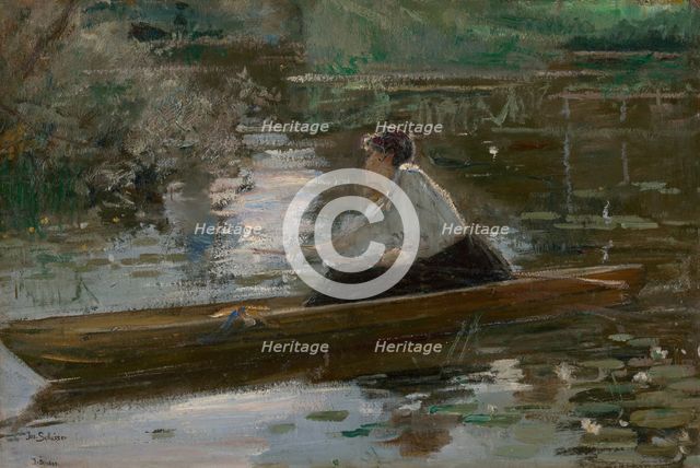 Lady in a Boat, 1900-1920. Creator: Josef Schusser.