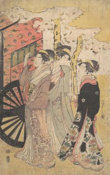 Lady in a Court Carriage Viewing Cherry Blossoms, ca. 1796 (Kansei 8). Creator: Hosoda Eishi