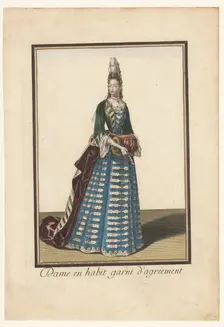 Lady in a dress trimmed with embellishment, c.1685-c.1690. Creator: Unknown