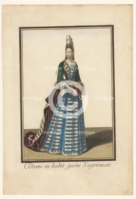 Lady in a dress trimmed with embellishment, c.1685-c.1690. Creator: Unknown.