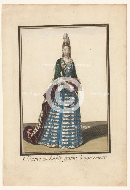 Lady in a dress trimmed with embellishment, c.1685-c.1690. Creator: Unknown.