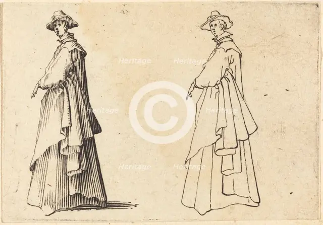Lady in a Large Coat, c. 1617. Creator: Jacques Callot.