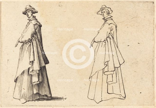 Lady in a Large Coat, c. 1617. Creator: Jacques Callot.