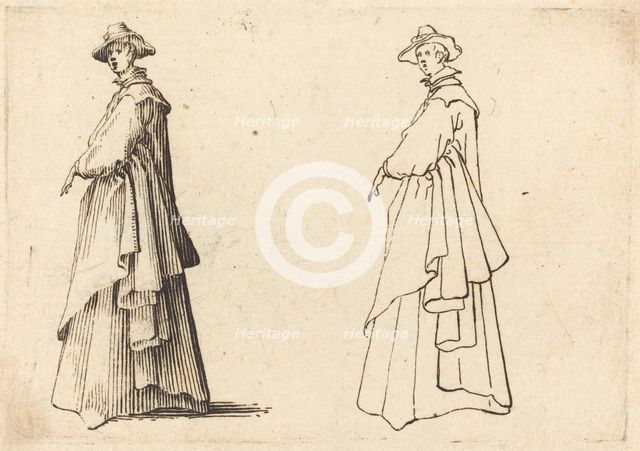 Lady in a Large Coat, c. 1617. Creator: Jacques Callot.