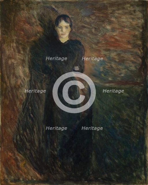 Lady in Black; Portrait of a Lady, 1891. Creator: Edvard Munch.