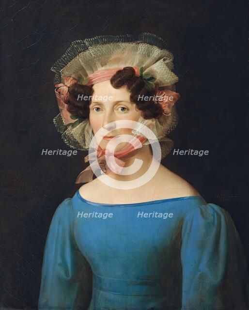 Lady in blue dress, 1827. Creator: Leopold Kupelwieser.