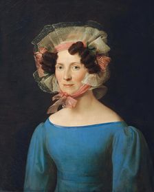 Lady in blue dress, 1827. Creator: Leopold Kupelwieser