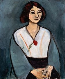 Lady in Green (Woman with a Red Carnation) 1909. Creator: Henri Matisse
