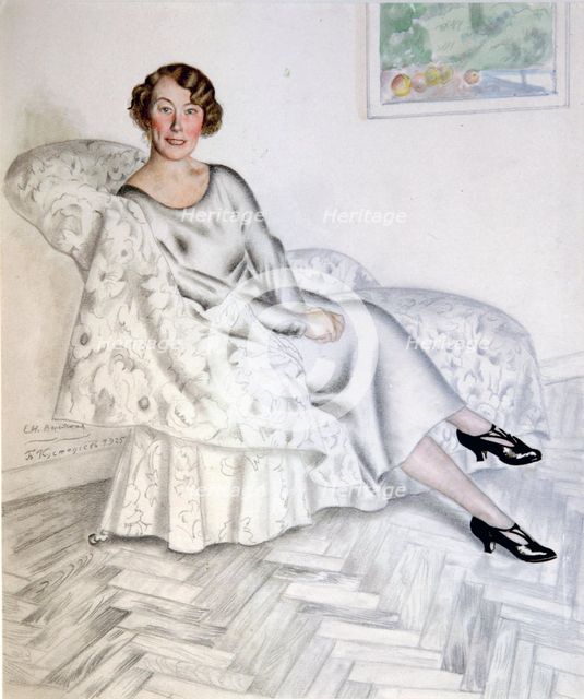 Lady in Interior', 1925. Creator: Kustodiev, Boris Michaylovich (1878-1927).