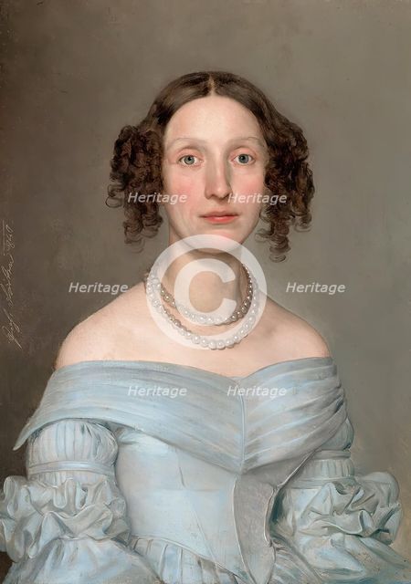 Lady in light blue dress, 1840. Creator: Johann Baptist Reiter.