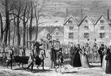 Lady Jane Grey meeting the body of her husband on the way to the scaffold, 1554 (1840). Artist: George Cruikshank