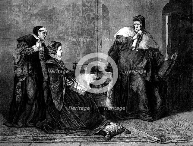 "Lady Jane Grey's Victory over Bishop Gardiner", by G. F. Folingsby, 1871. Creator: W Hollidge.