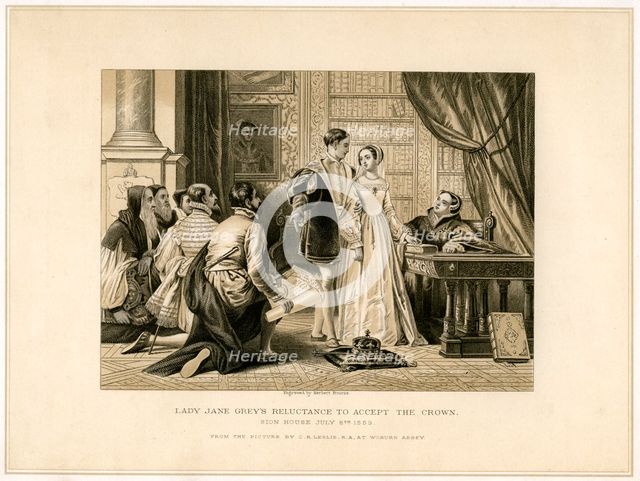 'Lady Jane Grey's Reluctance to Accept the Crown', (19th century). Artist: Herbert Bourne