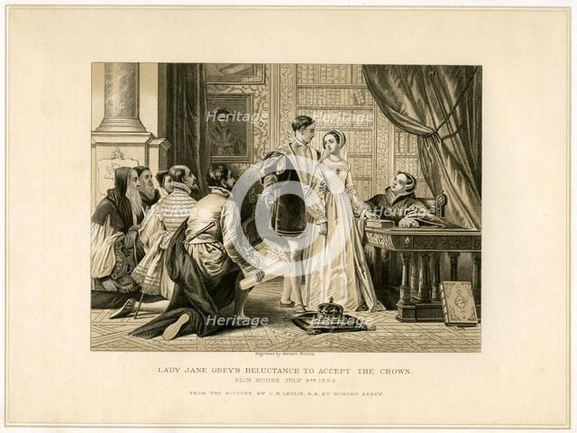 'Lady Jane Grey's Reluctance to Accept the Crown', (19th century). Artist: Herbert Bourne