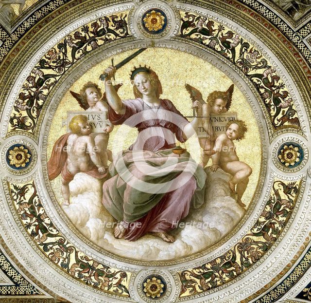 Lady Justice (Fresco in Stanza della Segnatura), ca 1510-1511. Creator: Raphael (Raffaello Sanzio da Urbino) (1483-1520).