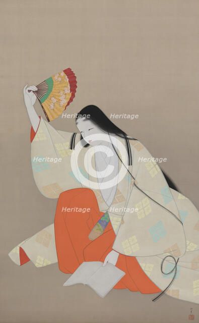 Lady Komachi Washing Away a Poem, 1937. Creator: Shoen, Uemura (1875-1949).