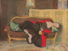 Lady lying on a divan, 1917. Creator: Somov, Konstantin Andreyevich (1869-1939)