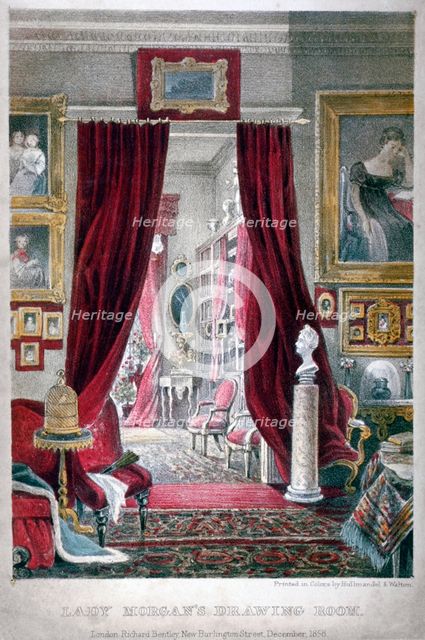 Lady Morgan's drawing room, no 11 William Street, Lowndes Square, Chelsea, London, 1858. Artist: Anon