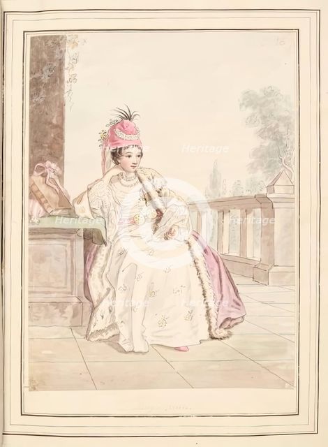 Lady of Greece, leaf from 'A Collection of Dresses by David Allan Mostly from Nature', 1776. Creator: David Allan.
